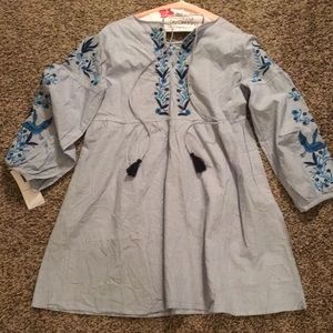 Blue dress with embroidery